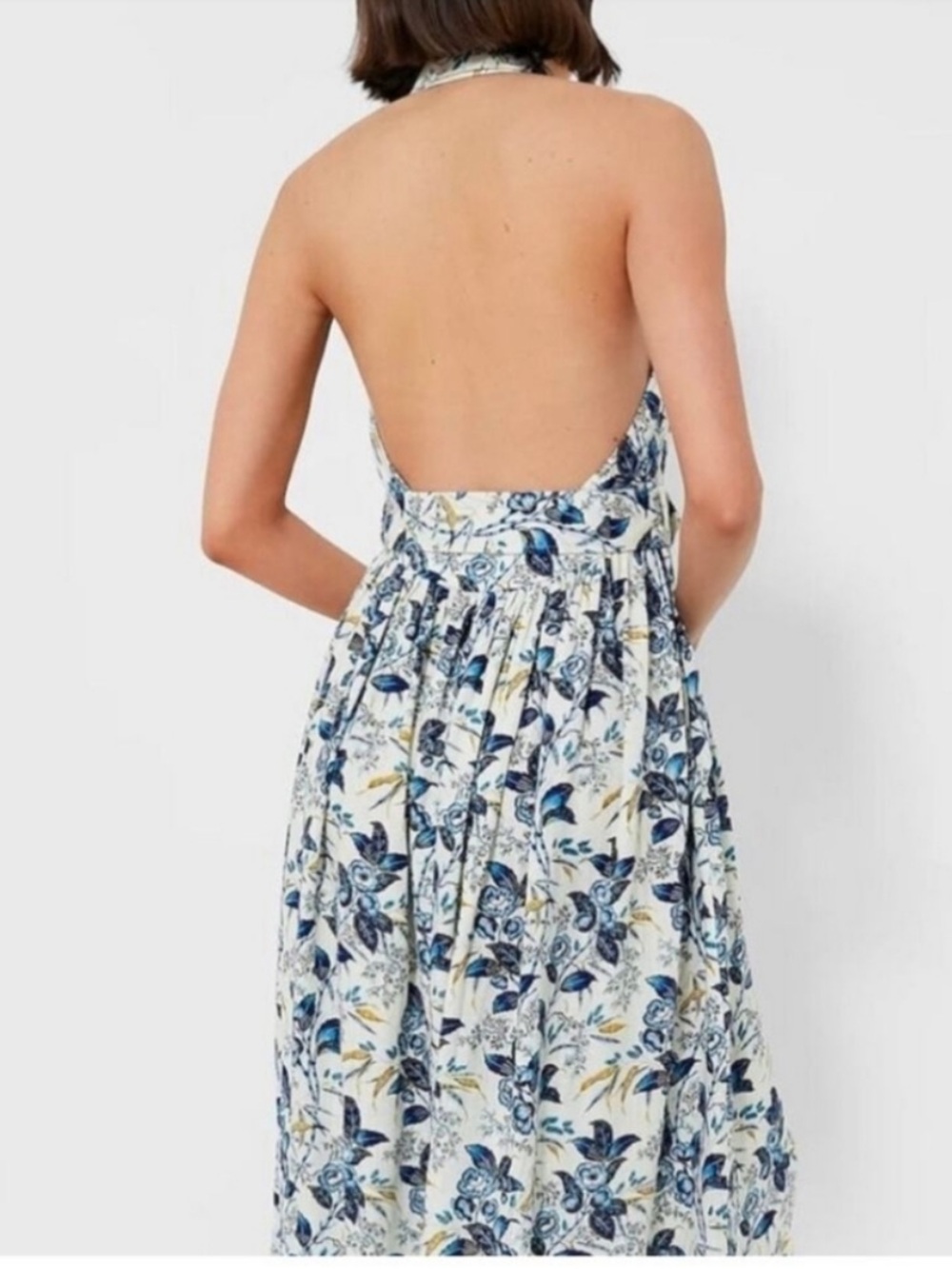 NWT Tuckernuck Blue and White Halter Floral- Lena Midi Dress - Picture 2 of 6